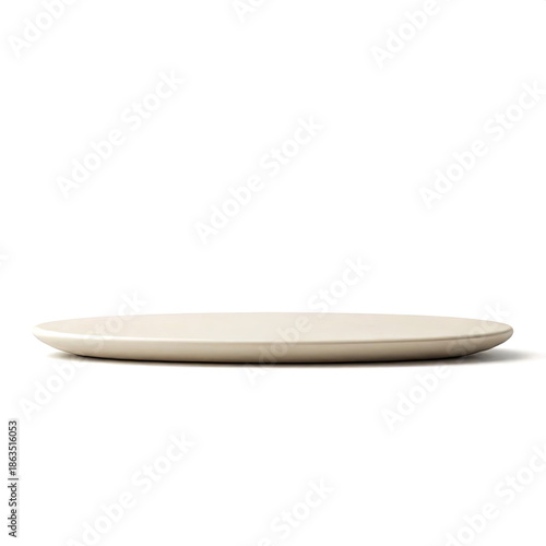 Minimalist 3D Thin Disk Podium Side View with Smooth Cream Finish for Luxury Product Display and Aesthetic Mockup
