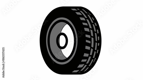 Close up of a black car tire with a grey rim.