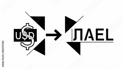 US Dollar to Israeli Shekel Currency Exchange Symbol.