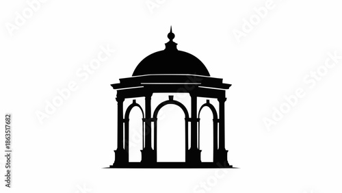 Silhouette of a classical rotunda building with a dome.