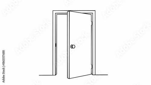 Open Doorway with a Single Door Ajar.