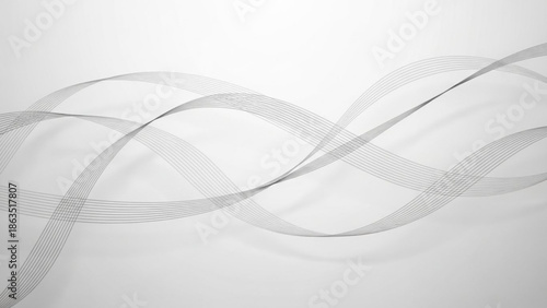 Gray abstract background with intersecting curved lines and ribbons, modern minimalist design element, smooth gradients and subtle shading with graphic