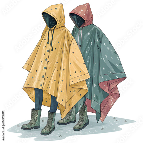 Add a pop of color to your rainy day with vibrant rain ponchos and waterproof layers, perfect for stylish protection on-the-go