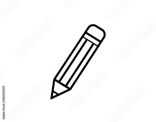 Simple outline drawing of a classic pencil on a plain white background