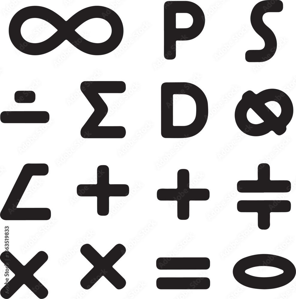 Fototapeta premium A creative illustration of various mathematical symbols and equations on a white background