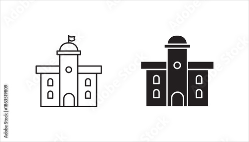 City hall building line icon set, outline vector sign, linear style pictogram, vector illustration on white background.