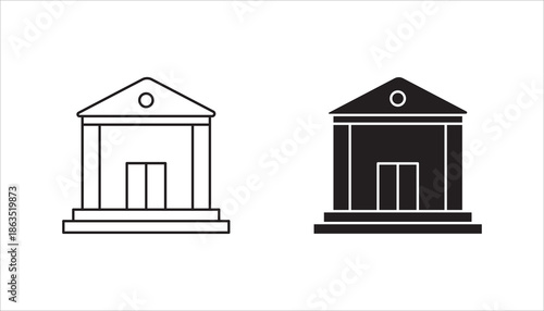 City hall building line icon set, outline vector sign, linear style pictogram, vector illustration on white background.