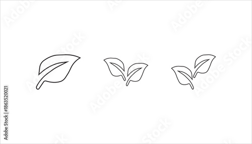 ecology green leafs icon set on background	
