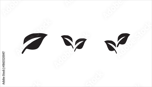 ecology green leafs icon set on background	
