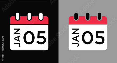 calendar - January 5 icon illustration isolated vector sign symbol