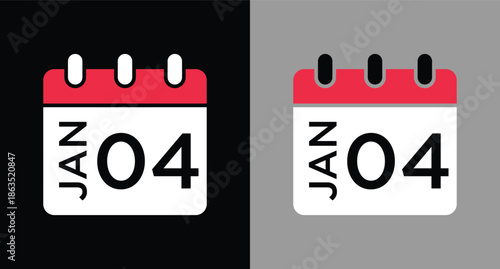 calendar - January 4 icon illustration isolated vector sign symbol