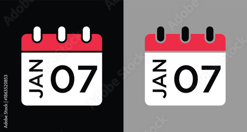calendar - January 7 icon illustration isolated vector sign symbol