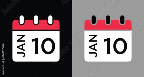 calendar - January 10 icon illustration isolated vector sign symbol