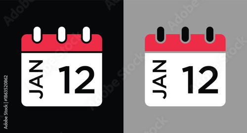 calendar - January 12 icon illustration isolated vector sign symbol