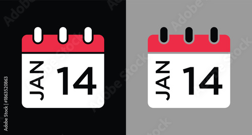 calendar - January 14 icon illustration isolated vector sign symbol
