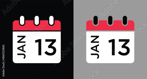calendar - January 13 icon illustration isolated vector sign symbol
