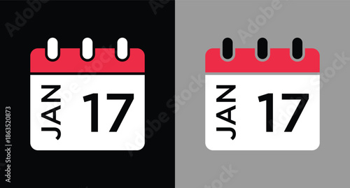 calendar - January 17 icon illustration isolated vector sign symbol