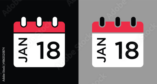 calendar - January 18 icon illustration isolated vector sign symbol