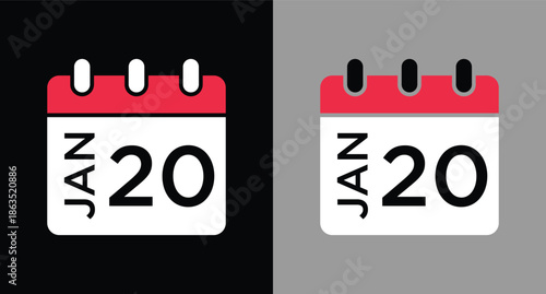 calendar - January 20 icon illustration isolated vector sign symbol