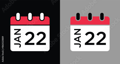 calendar - January 22 icon illustration isolated vector sign symbol