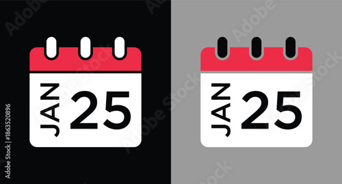 calendar - January 25 icon illustration isolated vector sign symbol