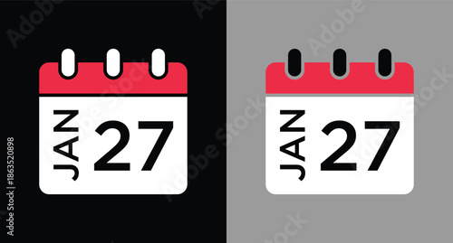 calendar - January 27 icon illustration isolated vector sign symbol