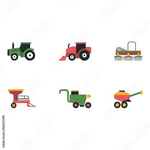 Collection of various farming equipment and machinery