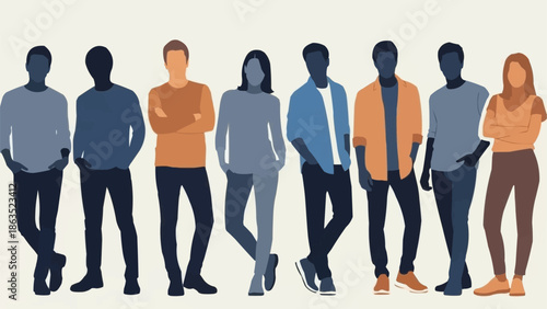 Diverse Group of People Standing Together in Casual Attire.