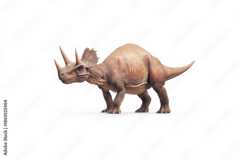 Fototapeta premium Realistic dinosaur depiction featuring a styracosaurus in natural pose for educational purposes