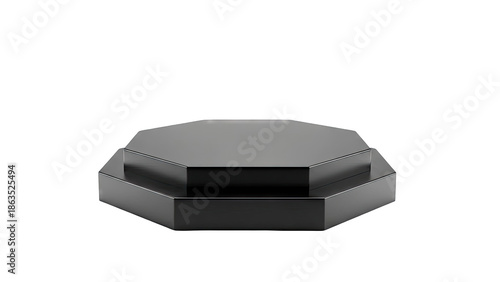 Black Octagonal Two-Tiered Display Stand