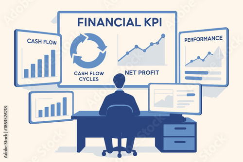 Financial KPI Analysis A Man Examining Business Performance Data.