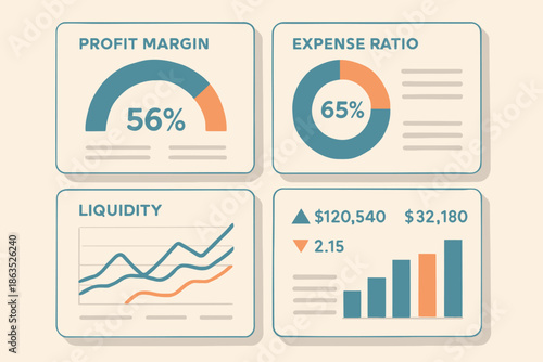 Financial Dashboard with Profit Margin Expense Ratio Liquidity and Data.