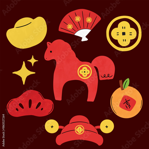 Hand-Drawn Chinese New Year Celebration Elements Collection