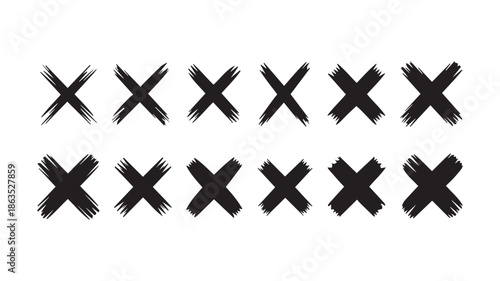 A black and white typographic pattern of bold X characters on a clean background