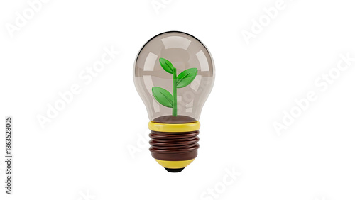 Lightbulb with a plant growing inside, symbolizing eco-friendly innovation