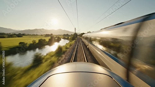Wallpaper Mural High-Speed Train Journey Through Countryside Landscape. Torontodigital.ca