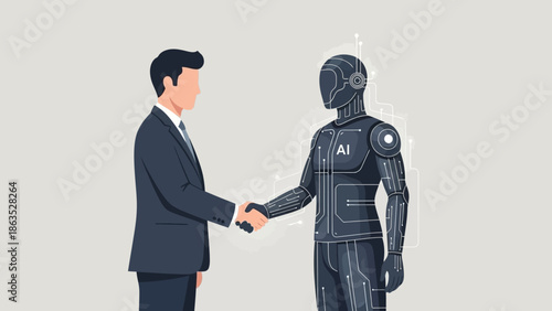 AI brain concept with thoughtful human head outline on light blue background.