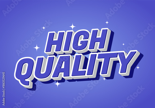 3D text High Quality with stars on blue background.