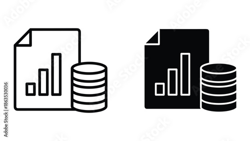 Data analysis report with database icon