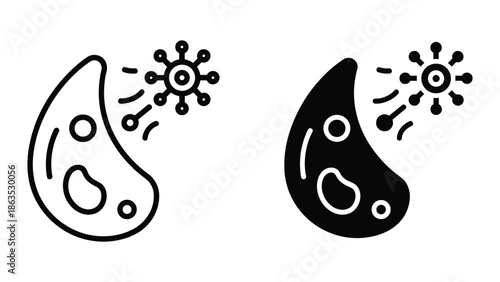 Virus attacking cell illustration