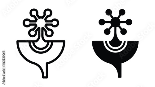 Simple black line art icons representing abstract concepts