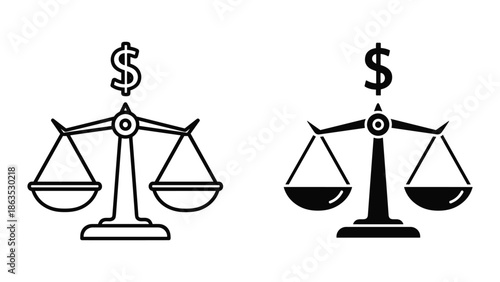 Balance scale with dollar sign illustration