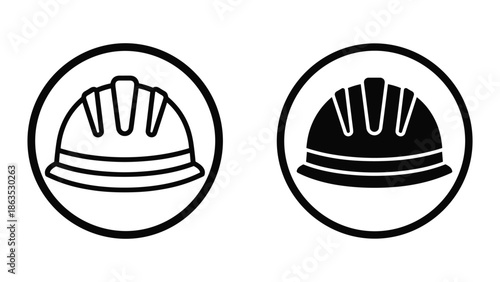 Safety helmet icons in different styles