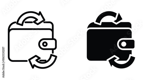 Wallet icon with refresh arrows indicating update or reload