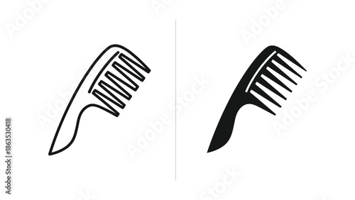 Simple black and white comb icons on white background