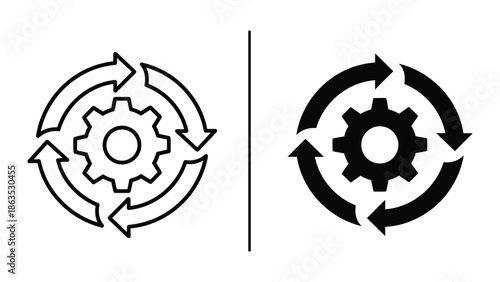 Gear icon with circular arrows representing process or system