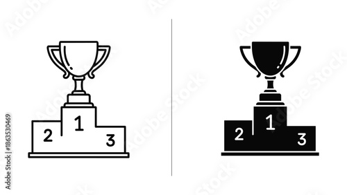 Trophy on podium for first place winner