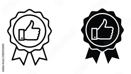 Thumbs up badge icon set for approval and endorsement