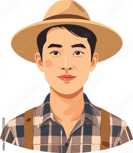 Portrait of a handsome cowboy man wearing a hat with a confident expression
