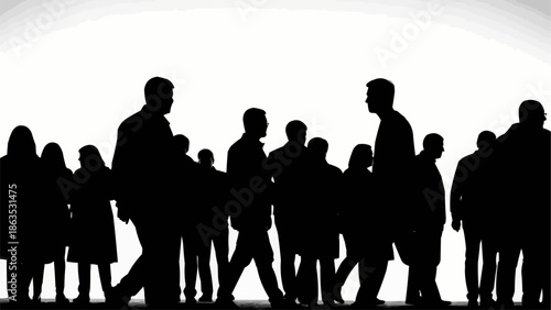 Silhouettes of a diverse group of people walking together.